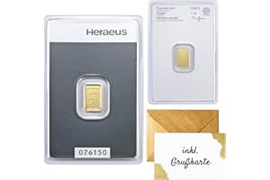 GOLDSTÜCKE24 1 Gramm Goldbarren - 1 g Gold - Heraeus - Feingold 999.9 - Prägefrisch - LBMA Zertifiziert