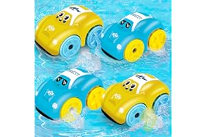 YNANIMERY 4 Pack Bath Toy Wind Up Cars for Kids Toddlers Baby Bath Time Interactive Clockwork Twist Car Toys, Bathtub Water Floating Swimming Pool Toys for 1 2 3 Year Olds