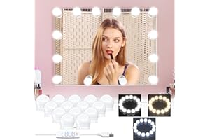 daphomeu Mirror Lights 14 Bulbs, Hollywood Mirror Light Kit, Vanity Lights Perfectly Hidden Cables, 3 Colors and 10 Intensities, USB Make up Lamp for Dressing Table, Bathroom, Bedroom