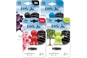 Little Joe Standard Car Air Freshener, 45-Day Long-Lasting Fragrance, Strong Scented Vent Clip for Car Interior Home & Office - 4 Pack Mix (Black Velvet, Cherry, Apple, New Car)