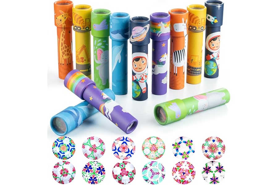 iKeelo 12Pcs Classic Kaleidoscope - Pass the Parcel Gifts for Kids' Birthday, Retro Party Favor Goodie Bag Fillers Return Gifts Carnival Prize and Stocking Stuffers