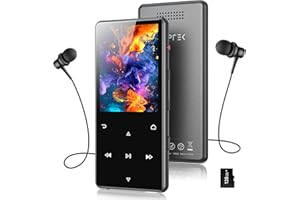 AGPTEK 128Go MP3 Bluetooth 5.4 avec Haut-Parleur, 2.4" Grand Écran Lecteur MP3 Sport en Métal Son HiFi sans Perte Lecteur de Musique Enfant Portable Baladeur MP4 avec Bouton Enregistreur Radio FM-Noir