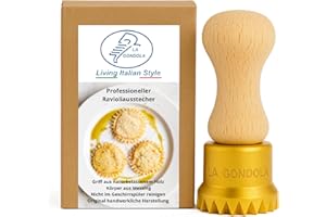 La Gondola Ravioli-Stempel - Rund Blume 50mm | Italienisches Pasta-Werkzeug für Zuhause und gewerbliche Küche | Messing & Naturholz Einfach | Tortellini Raviolii Ausstecher Made in Italy (Ravioli)