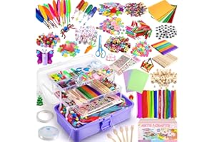 DROOKAEN AK Arts and Crafts Supplies for Kids, 3000+Pcs DIY Craft Kits, Ages 6-10, Educational Preschool and Homeschooling Arts Programs, Children Craft Kits, Christmas Gifts in Portable 3 Layered Plastic Art Box
