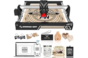 LEUKOLES ATOMSTACK Swift Lasergraviatore per Principianti, Taglierina Laser da 7000mW, Area di Lavoro 300×300mm, Macchina di Lasergravatura ad Alta Precisione per Legno, Pelle, Metallo Rivestito (Swift 7W)