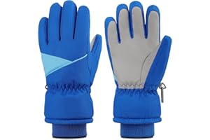 TBoonor Guanti per bambini, invernali con fodera in pile caldo e traspirante, impermeabili e antivento, ideali per sci e ciclismo per 3-12 anni