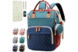 SHITIESHOU Sac à dos à langer pour bébé fille garçon sac à langer pour papa maman avec coussinet, 16 poches