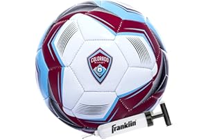 Franklin Sports MLS Colorado Rapids Football Soccer Ball - Official Size 5 Training Equipment - Soft Abrasion Resistant Cover - Official Size and Weight Football Ball - Air Pump Included