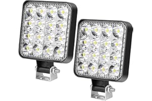 HOSPAOP LED Arbeitsscheinwerfer 12V LED Strahler 48W Offroad Zusatzscheinwerfer IP67 Auto Scheinwerfer Rückfahrscheinwerfer Beleuchtung für Trecker Bagger SUV UTV ATV, 2 Pack