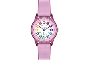 Cander Berlin MNA 0130 D Kinderarmbanduhr Klettverschluss Armbanduhr Mädchen 3 ATM wasserdicht Lernuhr analog pink