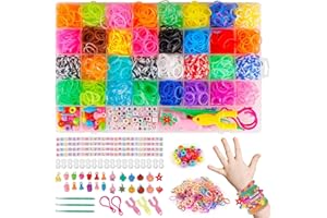 HAKOFS 2500+ Loom Band Kit - 32 Colors Loom Bands Starter Kits for Refill Making Craft Kits, DIY Friendship Rubber Band Bracelet Making Kit with Accessories and Storage Box