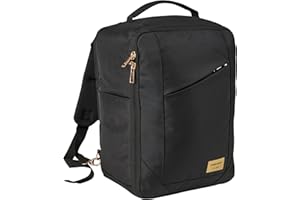 Cabin Max Plecak podręczny Manhattan 40x30x20 cm – 24-litrowy plecak podróżny wykonany z recyklingowanego RPET – Wizz Air i Ryanair Torba pod siedzenie – plecak podręczny do samolotu (czarny/złoty)