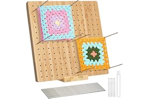 PQKL-party crochet blocking board and pins 7.9 inch, 20 steel needles, 5 knitting tacks, blocking board holder, square blocking board craft knitting tool gift for granny members
