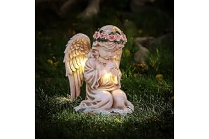 Redigerbar solängel, trädgårdsstatyer, LED, fairy ängel, figur, väderbeständig gravprydnad för kyrkogård, fairy ängel, skulpt