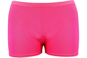 HUBIBUBI Kids Microfiber HOT Pants Girls Knickers Lycra Dance Shorts Gym NEON Party Dress Costume 5-12 Years of Age