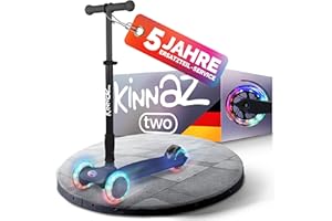 ‎KINNAZ kinnaz Two, Roller für Kinder ab 5 Jahre, faltbar, stufenlos Höhe einstellbar, LED Räder, Ersatzteilservice, Kinderroller, Scooter, 6 7 8 9 Jahre, Schulkind, Junge Mädchen, Hamburg Händler