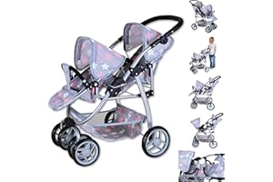 KNORRTOYS.COM Knorrtoys 16444 - Cochecito Doble para muñecas Milo - Star Grey Pink