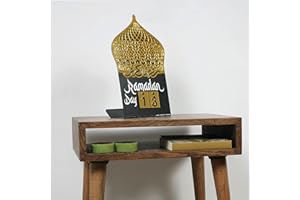 IWA CONCEPT Calendrier du Ramadan | Jours du Ramadan | Compte à rebours jusqu'à l'Aïd | Calendrier de bonnes actions | Décoration de Ramadan | Cadeau pour les musulmans | Décoration de table | (doré)