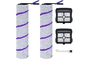 Fixbetter Rouleau de brosse de rechange et Filtre HEPA pour Rowenta X-Clean 10 / NARWAL S20 Pro Aspirateur Laveur, 2 rouleaux de brosse + 2 filtres HEPA + 1 brosse de nettoyage