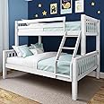 Bunk Beds for Kids, 4ft6 Double Bed Frame Pine Wood, 3ft Single Wooden Bunk Bed with Stairs, White Double Bunk Bed for Kids Children Bedroom, Triple Sleeper Bunk Beds, (White L199 Cm X W143 Cm X H144)