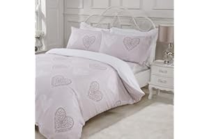Sleepdown Dekoracyjne serca Super King Natural dwustronny zestaw pościeli i poszewki na poduszki, mieszanka bawełny