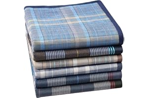HOULIFE 100% Cotton Men's Stripe Soft Checkered Pattern Handkerchiefs Assorted Pocket Square Hankies 6/9 Pieces 38x38cm/15x15