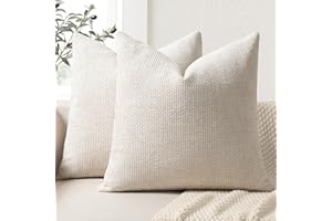 ZWJD Kissenbezug 40x40 2er Set Chenille Kissenbezüge Sofakissen Kissenhüllen Beige Dekokissen Weiche Sofakissenbezug für Couch, Bett und Wohnzimmer Heimdekoration Luxus Zierkissenbezüge