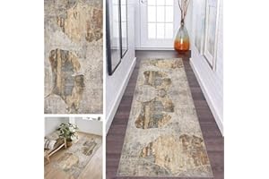 ZDYHMrj Chodnik, dywan na korytarz, do kuchni, zmywalny, antypoślizgowy, 40 x 60 cm, szary, abstrakcyjny geometryczny wzór, długi, dywan do korytarza, salonu, sypialni, możliwość dopasowania na metry