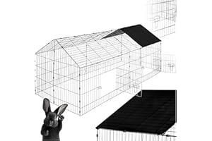 tectake® Clapier Lapin Exterieur Cage Cochon d'Inde Cage Lapin & Autres rongeurs 180 x 75 x 75 cm en Métal avec Parc XXL Sol sans Fond 2 Portes verrouillables & Protection Pare-Soleil Toit