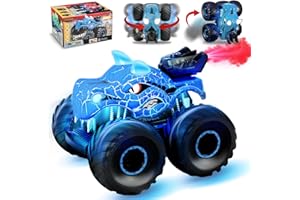 MOJINO Voiture Télécommandée Tout Terrain Enfant 360 Degrés, Monster Voiture RC Radiocommandée Truck pour Les Garcon Fille de 3 4 5 6 7 8 Ans, Idéal Dinosaures Jouet Garcon Cadeau Enfant Auto, Bleu
