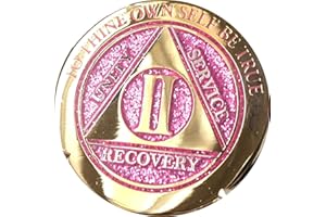 RECOVERYCHIP 2 Year Elegant Glitter Pink Gold Silver Bi-Plated AA Medallion Chip II