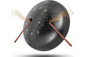 Couleeur Rain Drum for Outside Garden, 10 Inch 11 Notes Steel Tongue Drum Instrument Tank Drum Set with Drumsticks, Drumstick stand for Meditation Yoga Musical Education, Best Gift for Adult& Kids