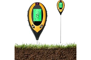 TAIMEIMAO Misuratore del Suolo,4 in 1 Misuratore di Terreno,Tester per Il Suolo con Luce, PH, Temperatura e Umidità,Misuratore Umidità Terreno,Adatto Orti Iardino,Fattoria,Prato