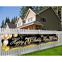70e verjaardag feestdecoratie, extra groot zwart gouden bord poster 70e verjaardagsfeestje benodigdheden, 70e verjaardag banner fotocabine gelukkige verjaardag achtergrond achtergrond, 183 x 100 cm