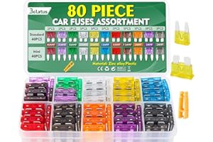 Bolatus 80 Pcs Fusible Voiture Standard et Mini Jeu de Fusibles Auto Mixte 2A 3A 5A 7.5A 10A 15A 20A 25A 30A 35A 40A avec Extracteur, Fusibles Plats pour Auto Moto Truck RV Camion
