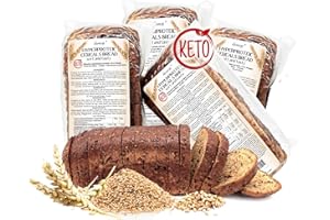 LINE@DIET 4 Packs Keto protein bread Line@ - 1,5g Carbs, 0,5g Sugars, 6,8g Protein per slice - (16 slices) Multi seeded bread, keto snack, 30% protein, 58 kcal per slice