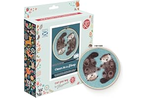 The Crafty Kit Company Needle Felting Craft Kit - Otters in a Hoop | 100% Corriedale Wool DIY Felt Craft Kit – Handmade Gift for Adults, Teens & Beginners | Age 10+