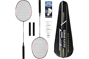 ‎ZALAVA Zalava Badminton Set, 2 Badmintonschläger(2U) mit Tasche, 3 Federbälle, 2 Griffband, 2U Leichtgewicht Badminton Schläger für Training und Unterhaltung, Badminton Set für 2 Spieler