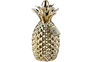 Relaxdays Pineapple Money Box, Ceramic Piggy Bank, Notes & Coins, Home Décor, Gift Kids & Adults, HxW 24 x 10.5 cm, Gold
