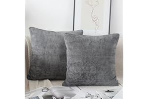 NIULAA Miękka szara poszewka na poduszkę 45 x 45 cm, zestaw 2 szt., dekoracyjna poszewka na poduszkę, puszysta szenilowa poszewka na poduszkę na sofę, poduszka dekoracyjna, do salonu, na balkon, do