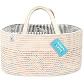 OrganiHaus Nursery Storage Basket Cotton Rope Toy & Nappy Holder with