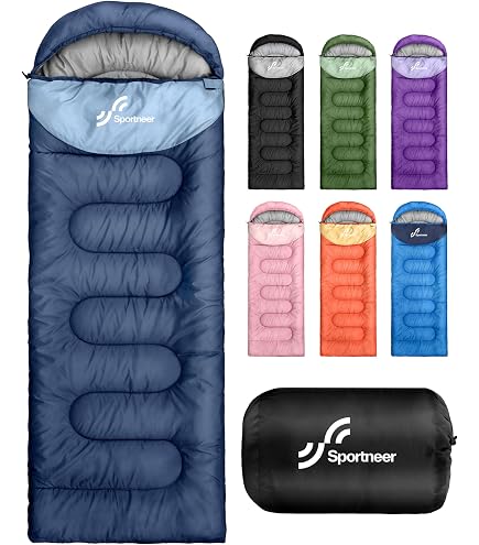 ACTIVA Premium Schlafsack, 3-4 Jahreszeiten Wasserabweisend 5 ℃ bis 20 ℃ mit Kompressionssack für Erwachsene, Kinder, Damen, Herren Outdoor Camping, Wandern, Rucksackreisen (Mumie Blau Pink) Sport & Freizeit