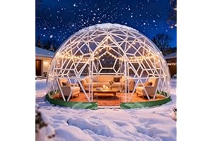 GNDIGUFA Gewächshaus Gartenkuppel Iglu,Gartenkuppel TPU Blasenzelt, Wetterfest Gartenblasenzelt, Durchsichtiges Kuppelzelt für Hinterhof, Party, Weihnachten, Hochzeiten (Grün, 360cm x 220cm)