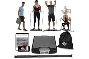 NOMADIX FITNESS EVO Gym – Tragbares Krafttrainingsgerät für zu Hause, Fitnessstudio; All-in-One-Fitnessstudio; Widerstandsbänder, Basis hält Turnstange und Griffe für Reisen | Tragbares Fitness- und
