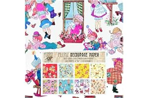 Decoupage Paper Pack (24 Sheets 6"x6") Children Birthday FLONZ Vintage Styled Paper for Decoupage, Craft and Scrapbooking