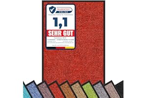 CASA PURA Mata zatrzymująca brud Rhine, sprawdzona pod kątem substancji szkodliwych, nadająca się do prania i bardzo wydajna, wycieraczka z antypoślizgową stroną, wycieraczka w wielu rozmiarach i kolorach (90 x 120 cm, czerwona)