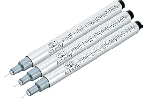 Art-n-Fly Fineliner Schwarz mit Ultrafeiner Spitze 003 (0,15mm) Fineliner Set Schwarz Wasserfest Archivtinte, Skizzierstifte zum Zeichnen, Schwarze Tinte, Pigment Tuschestifte Art Supplies, 3 Stück