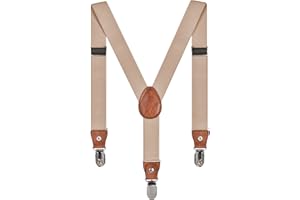 DEBAIJIA Baby Kinder Hosenträger Einfarbig Gürtel Elastisch Leder 3 Clips Jungen Mädchen Hosen Röcke Tutu Shorts Bequem Träger - Rosa in Beige