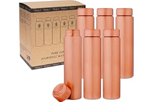 NORMAN JR,Schlanke schlichte Kupferflasche 550 ml –Eine Ayurveda-Flasche aus 100% reinem Kupfer mit guten gesundheitlichen Vorteilen – Packung mit 6 Flaschen