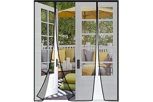 Risareyi Double Side Openings Fly Screens for Doors 175x200cm, Black Heavy Duty Fiberglass Mosquito Net Magnetic Mesh Curtain, for Patio Balcony, Keep Bugs Out
